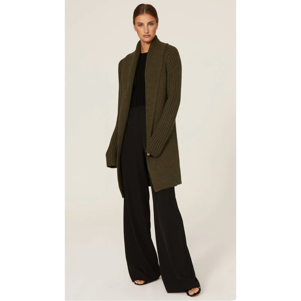 KF/KaufmanFranco x RTR Olive Knit Sweater Coat Size Large Green Chunky Cardigan